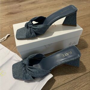 Fifi Heel in Indigo Blue - RAYE denim mules size 10